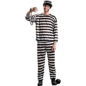 Rubie's Prisoner Man Costume Adult One Size Black White Stripe Jail Convict Set